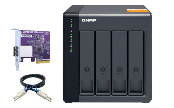 QNAP TL-D400S - HDD/SSD enclosure - 2.5/3.5" - Serial ATA II - Serial ATA III - 6 Gbit/s - Hot-swap - Black - Grey