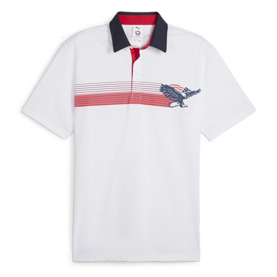 Puma Volition X Eagle Short Sleeve Polo Shirt Mens White Casual 62397701