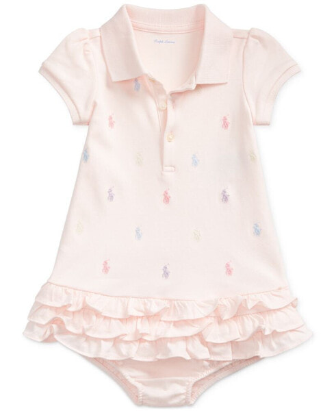 Платье для малышей Polo Ralph Lauren с принтом Pony и оборками