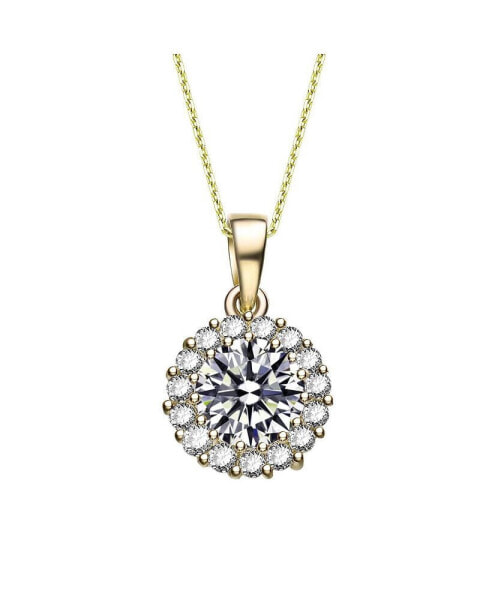 Classic Sterling Silver with Round Cubic Zirconias Halo Necklace