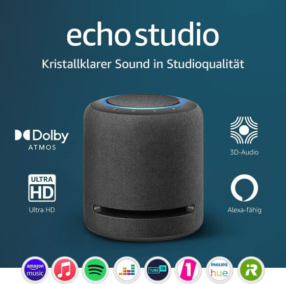 Беспроводная колонка Amazon Echo Studio - Умная аудиоколонка Hi-Fi с 3D звуком и Алексой