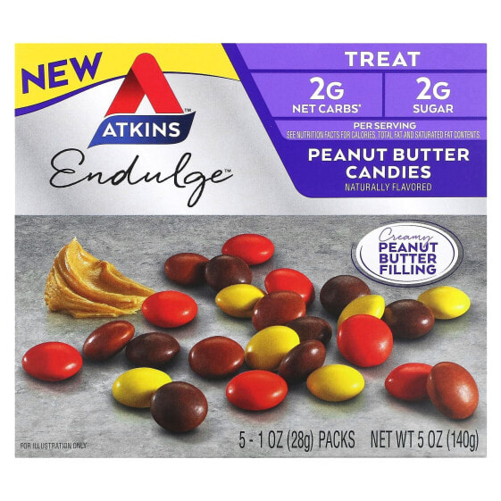 Atkins, Treat, Endulge, Meal Bar, конфеты с арахисовой пастой, 5 батончиков, по 28 г (1 унция)