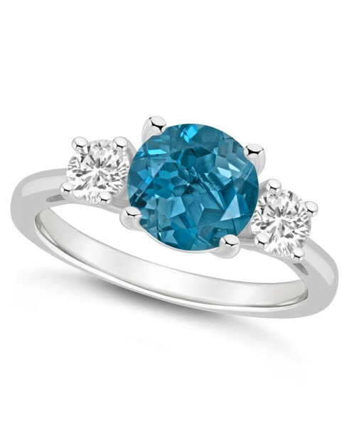 Кольцо Macy's London Blue Topaz & White Topaz 3-Stone.