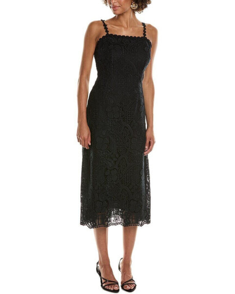 Teri Jon By Rickie Freeman Lace Fitted Midi Dress Women's Black 10