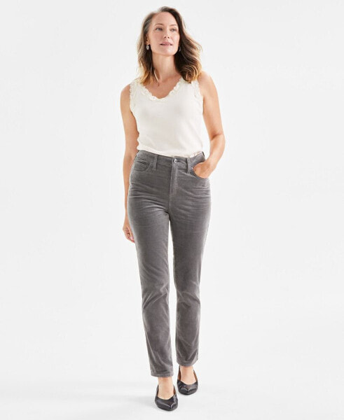 Women's High-Rise Straight-Leg Corduroy Pants, Created for Macy's