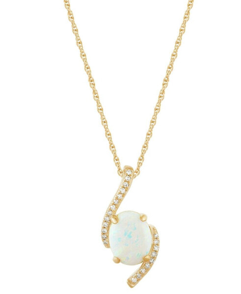 Macy's opal (1 ct. t.w.) & Diamond (1/20 ct. t.w.) Swirl 18" Pendant Necklace in 14k Gold