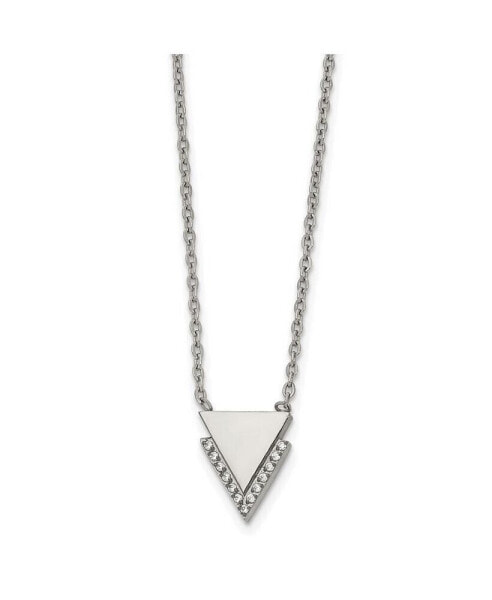 CZ Double Triangles Pendant 16.5 inch Cable Chain Necklace