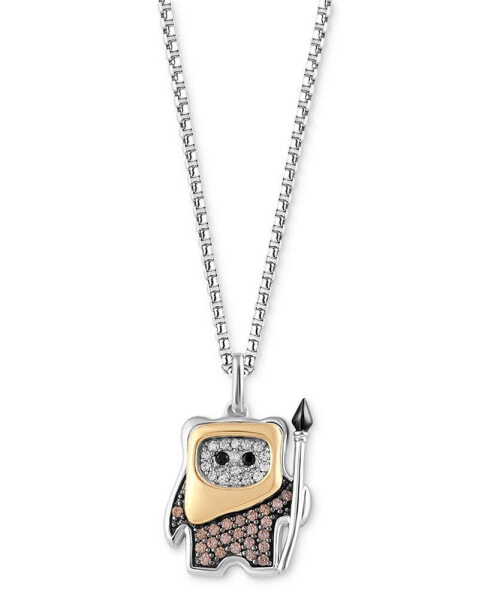 Multicolor Diamond Ewok 18" Pendant Necklace (1/5 ct. t.w.) in Sterling Silver & Gold-Plate