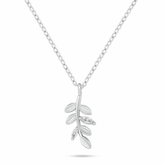 Charming silver necklace Leafs with zircons NCL180W