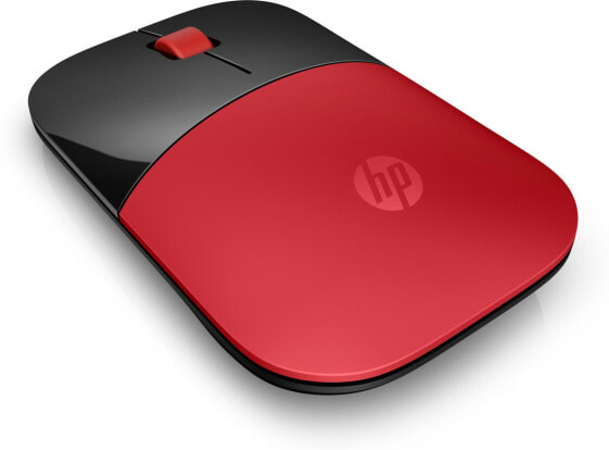 HP Z3700 Red Wireless Mouse - Ambidextrous - Optical - RF Wireless - 1200 DPI - Black - Red