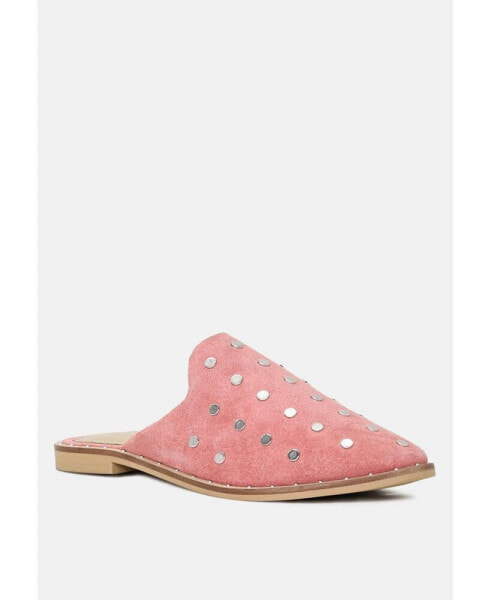 JODIE Womens Dusty Pink Studded Leather Mules
