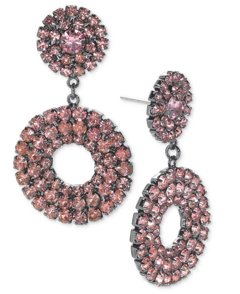 Silver-Tone Crystal Circle Drop Earrings, Created for Macy's