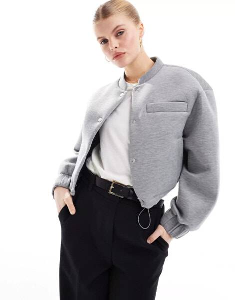 ASOS DESIGN scuba bomber jacket in grey