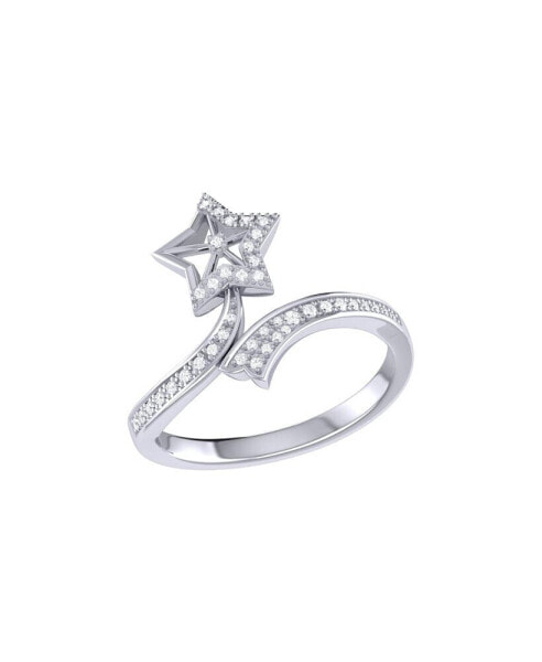 Lucky Star Twist Design Sterling Silver Diamond Women Ring