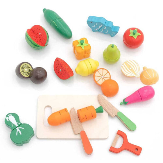 Деревянные овощи и фрукты ROBIN COOL Мультицветные игрушки с методикой Монтессори