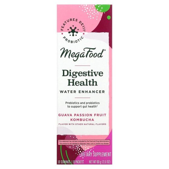 MegaFood, Digestive Health, Water Enhancer, чайный гриб из гуавы и маракуйи, 10 пакетиков по 6 г (0,21 унции)