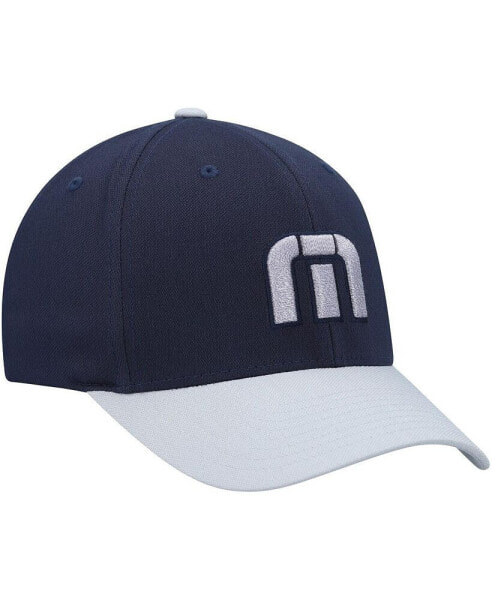 Бейсболка с козырьком Travis Mathew мужская темно-синяя и серая Skipper Tri-Blend Snapback Hat