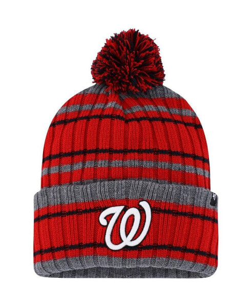 Men's Gray, Red Washington Nationals Rexford Cuffed Knit Hat with Pom
