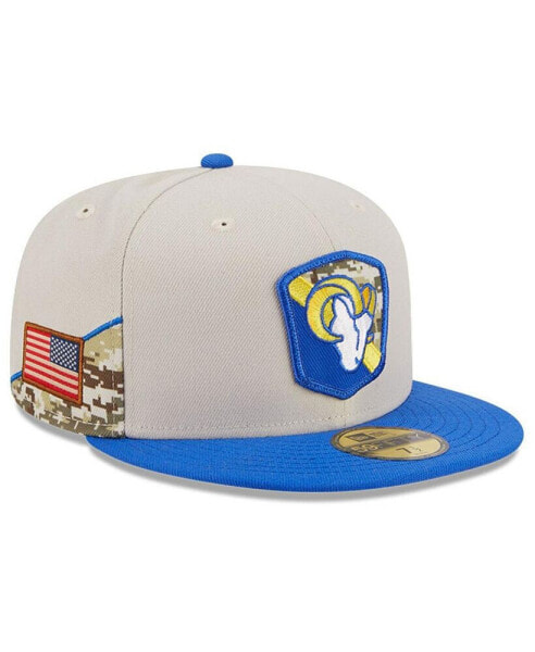 Men's Stone, Royal Los Angeles Rams 2023 Salute To Service 59FIFTY Fitted Hat