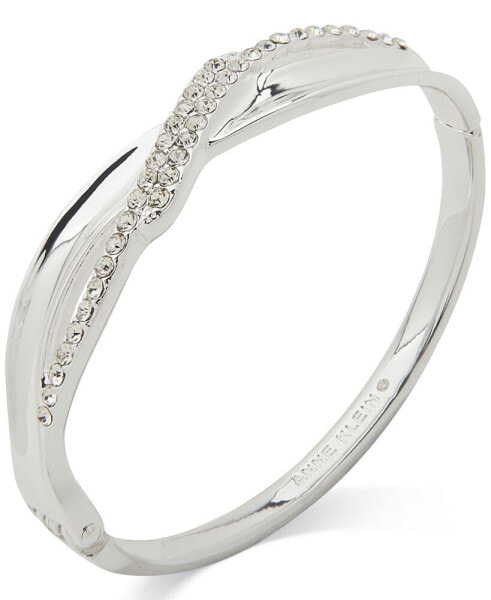 Silver-Tone Crystal Infinity Motif Hinge Bracelet