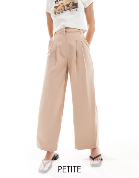 Miss Selfridge Petite tailored wide leg trouser in taupe