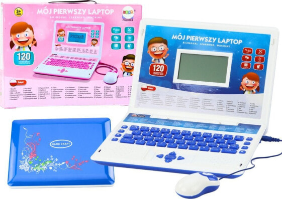 LeanToys Laptop Edukacyjny Interaktywny 60 Funkcji Dwa Języki Myszka Niebieski