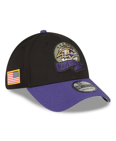 Men's Black, Purple Baltimore Ravens 2022 Salute To Service 39THIRTY Flex Hat