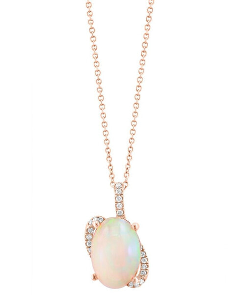 EFFY® Ethiopian Opal (4-1/3 ct. t.w.) & Diamond (1/8 ct. t.w.) 18" Pendant Necklace in 14k Rose Gold