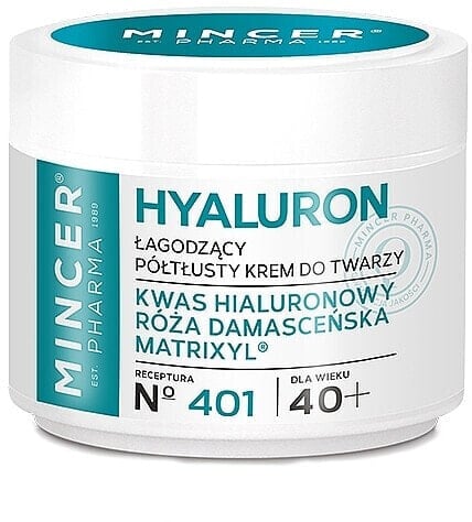 Beruhigende Anti-Falten Gesichtscreme mit Hyaluronsäure und Damaszener Rose 40+