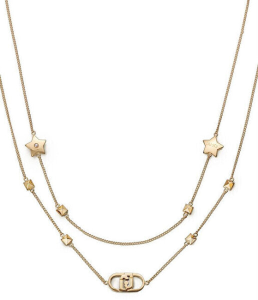 Gold Plated Steel Double Necklace Fashion LJ2204