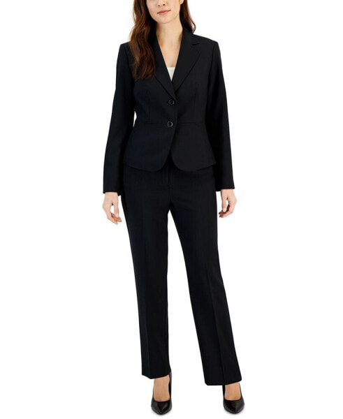 Women's Two-Button Blazer & Pants Suit, Regular & Petite