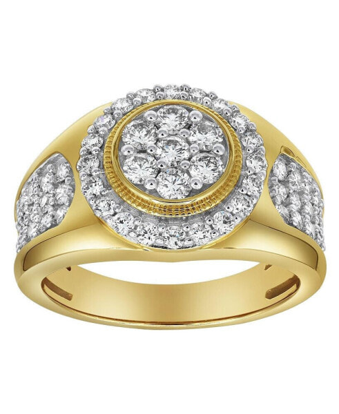 Heavyweight Natural Certified Diamond 1.51 cttw Round Cut 14k Yellow Gold Statement Ring for Men