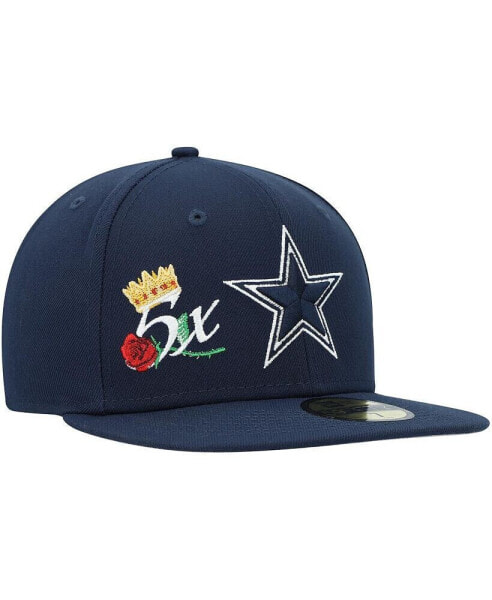 Men's Navy Dallas Cowboys crown 5x Super Bowl Champions 59FIFTY Fitted Hat