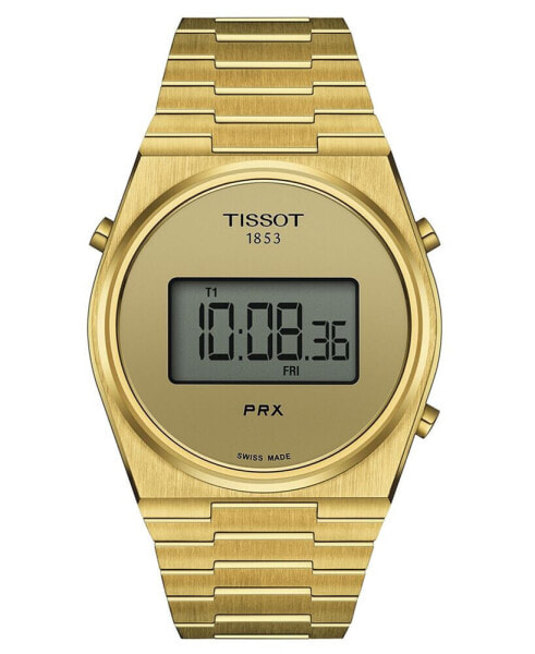 Men's Digital PRX Gold PVD Stainless Steel Bracelet Watch 40mm