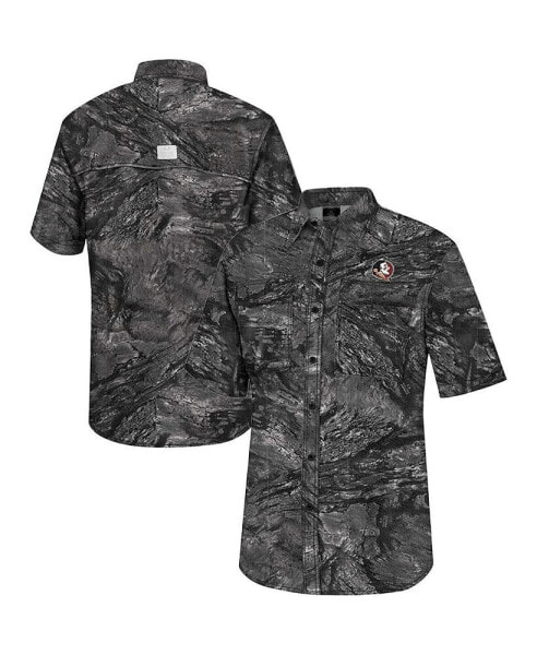 Men's Charcoal Florida State Seminoles Realtree Aspect Charter Full-Button Fishing Shirt