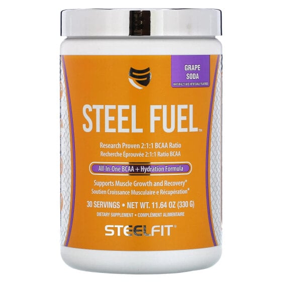 Steel Fuel, All-In-One BCAA + Hydration Formula, Grape Soda, 11.64 oz (330 g)