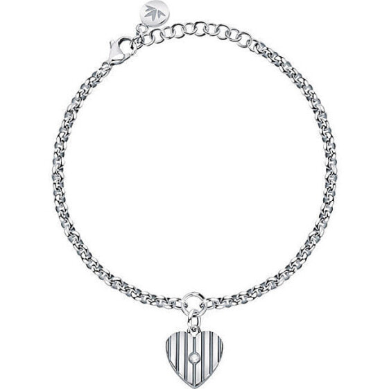 Charming steel bracelet with an Incanto SAVA09 heart