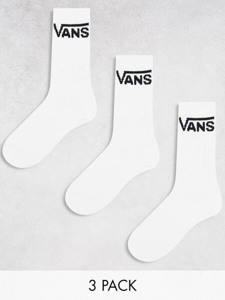 Vans classic crew 3 pack socks in white