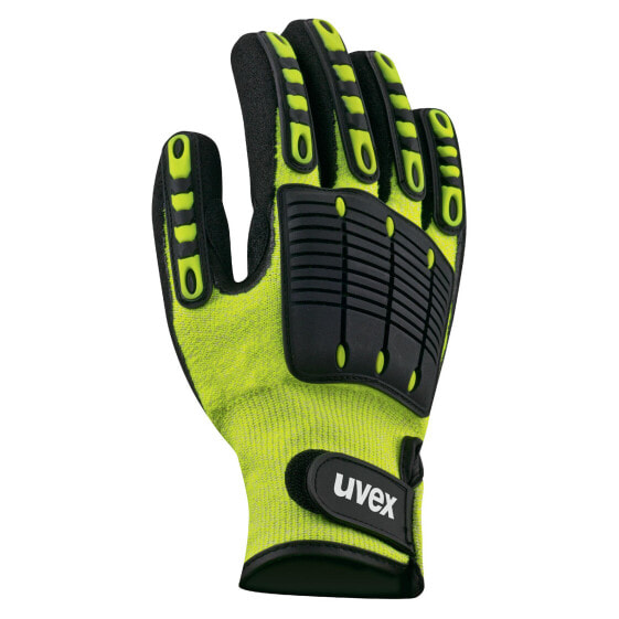 Защитные рукавицы Uvex synexo impact 1 - черные - зеленые - EUE - взрослые - универсальный - полиэтилен - нейлон - волокно
