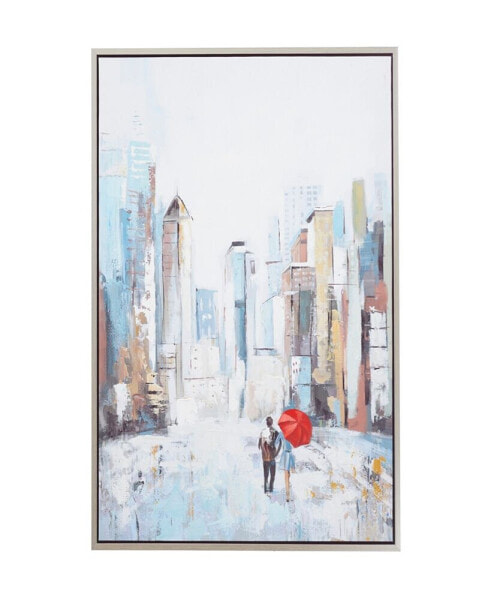 Canvas City Framed Wall Art with Silver-Tone Frame, 36" x 2" x 48"