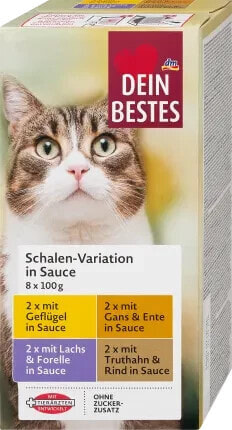 Nassfutter Katze Variationen in Sauce, Multipack (8x100 g), 800 g