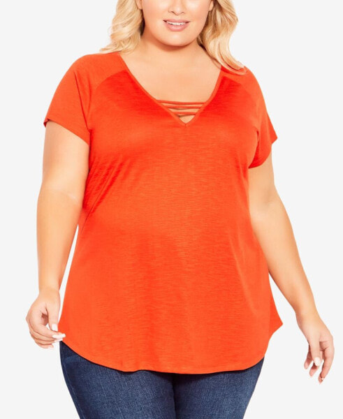 Plus Size 3 Bar V-neck Top