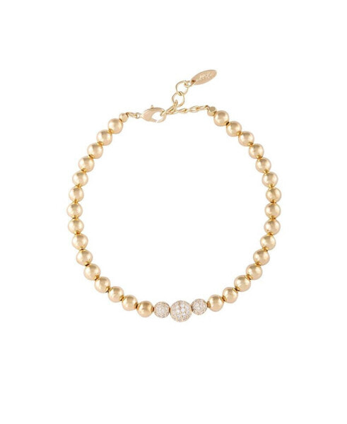 Gold Plated and Cubic Zirconia Beaded Ball Anklet
