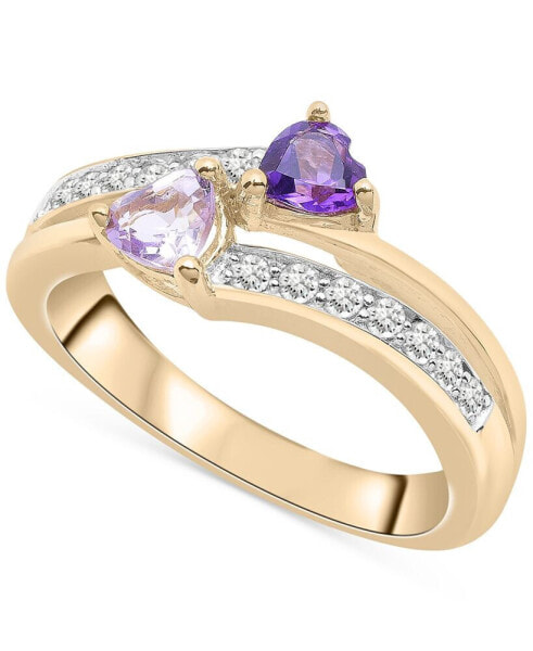 Кольцо Macy's Amethyst & Topaz Heart GoldPlated