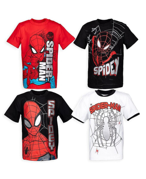 Boys Spider-Man 4 Pack Pullover T-Shirts Spidey