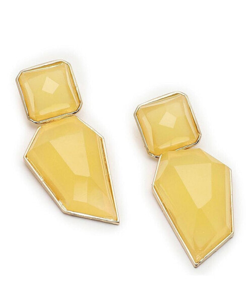 Серьги SOHI Yellow Abstract Stone