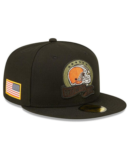 Men's Black Cleveland Browns 2022 Salute To Service 59FIFTY Fitted Hat