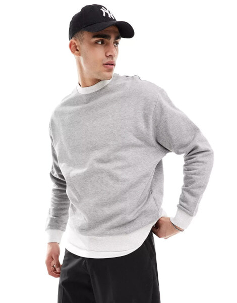 ASOS DESIGN oversized crew neck sweatshirt in grey marl