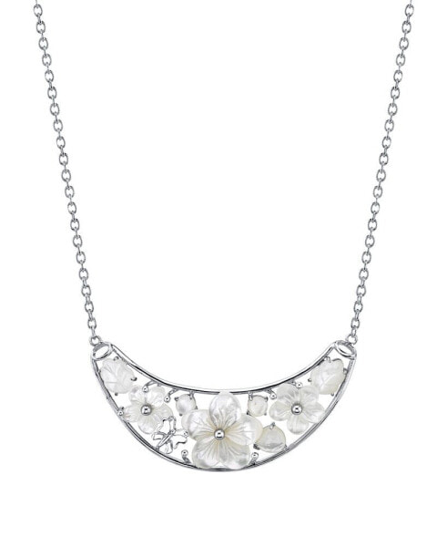 Macy's mother-of-Pearl Flower 18" Statement Necklace in Sterling Silver