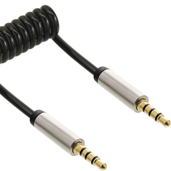 InLine Slim Audio Spiral Cable 3.5mm male / male 4-pin Stereo 1m